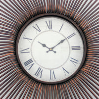 Wall Clock with Metal Fan Guard Design Frame, Brown - BM218347