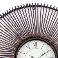 Wall Clock with Metal Fan Guard Design Frame, Brown - BM218347