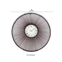 Wall Clock with Metal Fan Guard Design Frame, Brown - BM218347