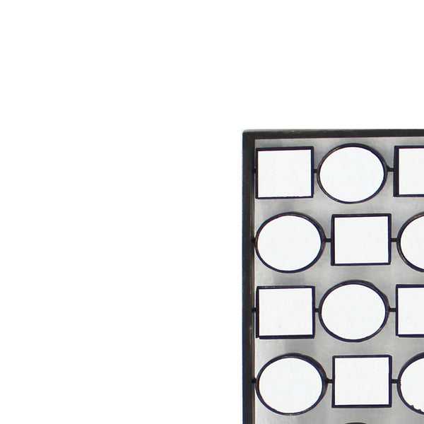 Wall Plaque with Alternate Square and Round Mirrors, Set of 2, Gray - BM218348
