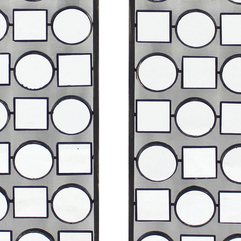 Wall Plaque with Alternate Square and Round Mirrors, Set of 2, Gray - BM218348