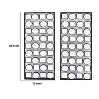 Wall Plaque with Alternate Square and Round Mirrors, Set of 2, Gray - BM218348