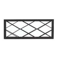 Rectangular Wall Mirror with Diamond Metal Grills, Black - BM218350