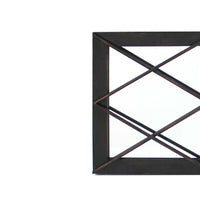 Rectangular Wall Mirror with Diamond Metal Grills, Black - BM218350