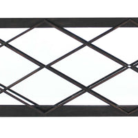 Rectangular Wall Mirror with Diamond Metal Grills, Black - BM218350