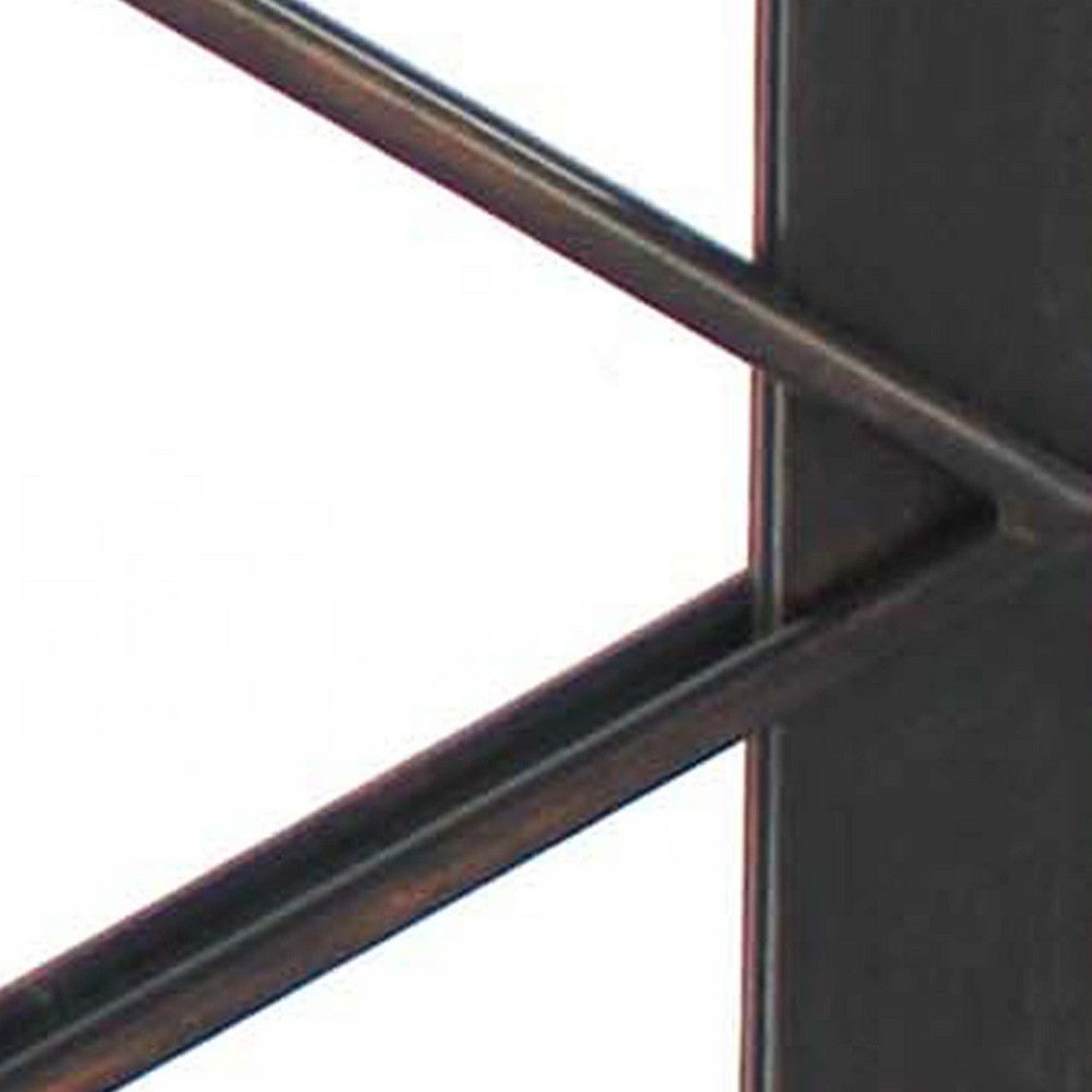 Rectangular Wall Mirror with Diamond Metal Grills, Black - BM218350
