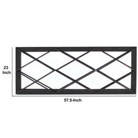 Rectangular Wall Mirror with Diamond Metal Grills, Black - BM218350