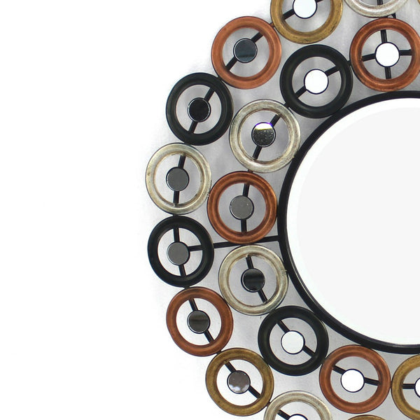 Round Wall Mirror Surrounded by Smaller Round Mirrors, Multicolor - BM218351