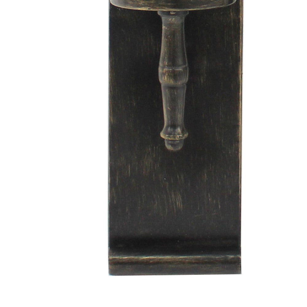 Metal Candle Holder with Cylindrical Glass Hurricane, Set of 2, Bronze - BM218352