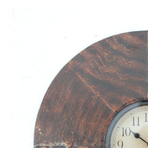 Circular Wall Clock with Engraved Textured Frame, Bronze - BM218354