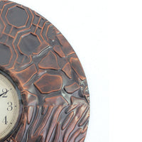 Circular Wall Clock with Engraved Textured Frame, Bronze - BM218354