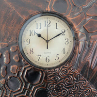 Circular Wall Clock with Engraved Textured Frame, Bronze - BM218354
