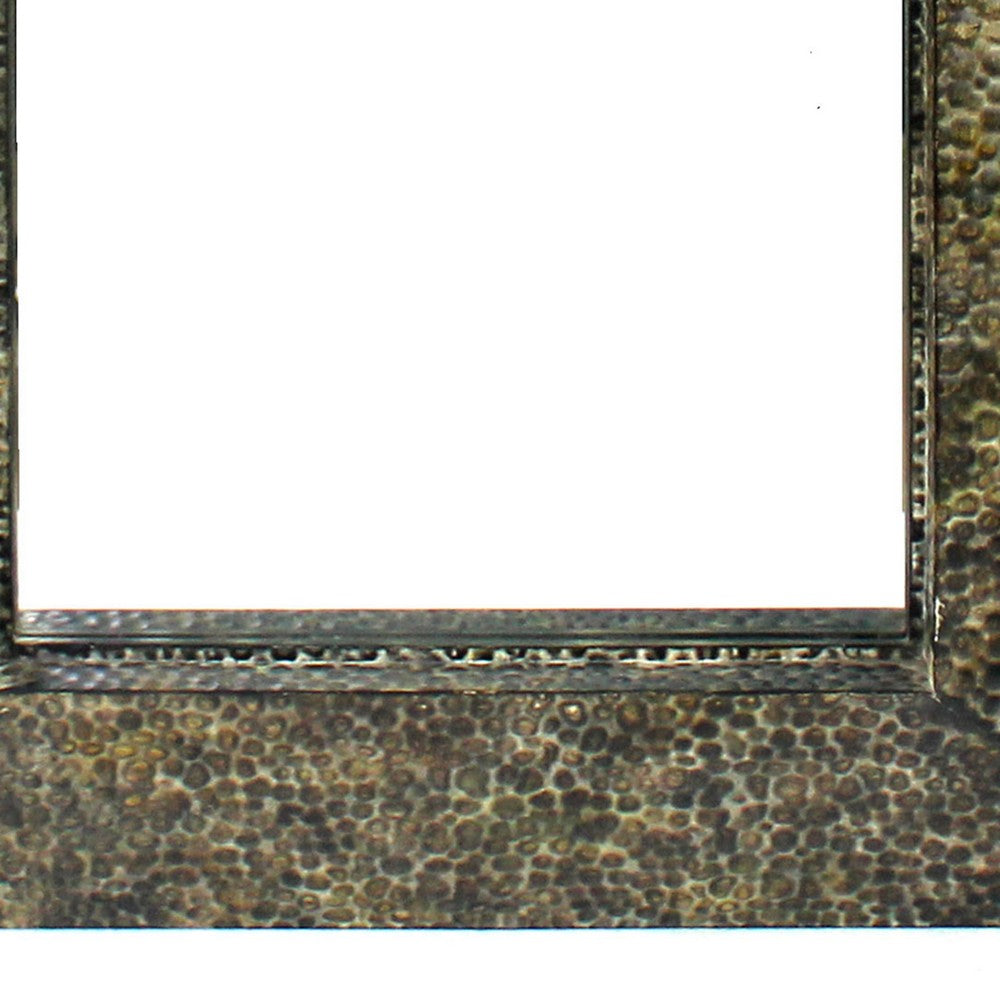 Rectangular Wall Mirror with Gravel Mosaic Border, Brown - BM218355