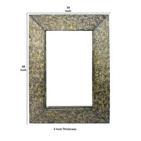 Rectangular Wall Mirror with Gravel Mosaic Border, Brown - BM218355