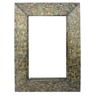 Rectangular Wall Mirror with Gravel Mosaic Border, Brown - BM218355