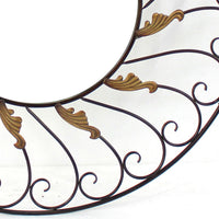 Round Metal Wall Mirror with Scroll Details, Bronze and Gold - BM218356