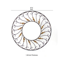 Round Metal Wall Mirror with Scroll Details, Bronze and Gold - BM218356