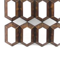 Wall Decor with 16 Vertically Elongated Hexagonal Mirrors, Bronze - BM218357