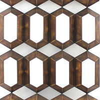 Wall Decor with 16 Vertically Elongated Hexagonal Mirrors, Bronze - BM218357