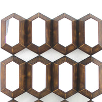 Wall Decor with 16 Vertically Elongated Hexagonal Mirrors, Bronze - BM218357