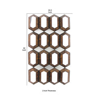 Wall Decor with 16 Vertically Elongated Hexagonal Mirrors, Bronze - BM218357
