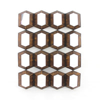 Wall Decor with 16 Vertically Elongated Hexagonal Mirrors, Bronze - BM218357