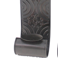 Metal Sconce Candle Holder with Embossed Intricate Carvings, Bronze - BM218358