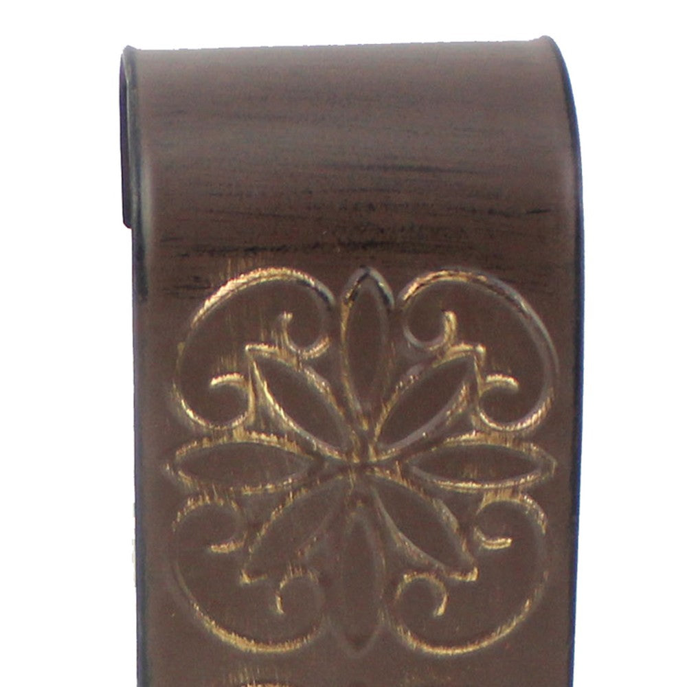Metal Sconce Candle Holder with Embossed Intricate Carvings, Brown - BM218359