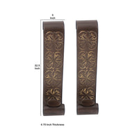 Metal Sconce Candle Holder with Embossed Intricate Carvings, Brown - BM218359