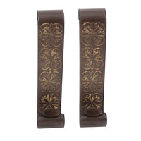 Metal Sconce Candle Holder with Embossed Intricate Carvings, Brown - BM218359