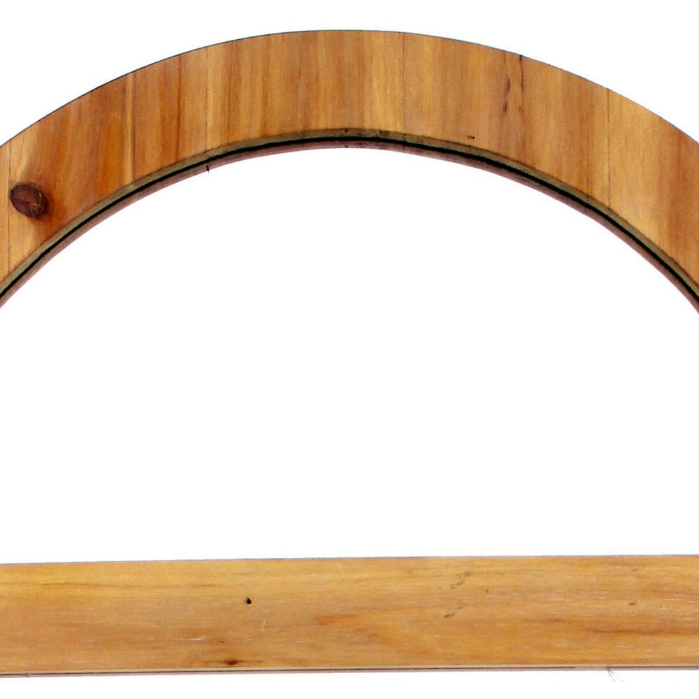Farmhouse Style Rectangular Wooden Wall Mirror with Arched Top, Brown - BM218364