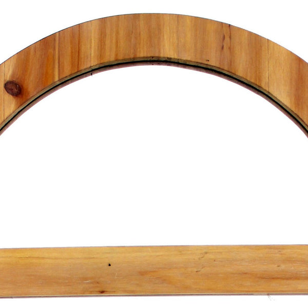 Farmhouse Style Rectangular Wooden Wall Mirror with Arched Top, Brown - BM218364