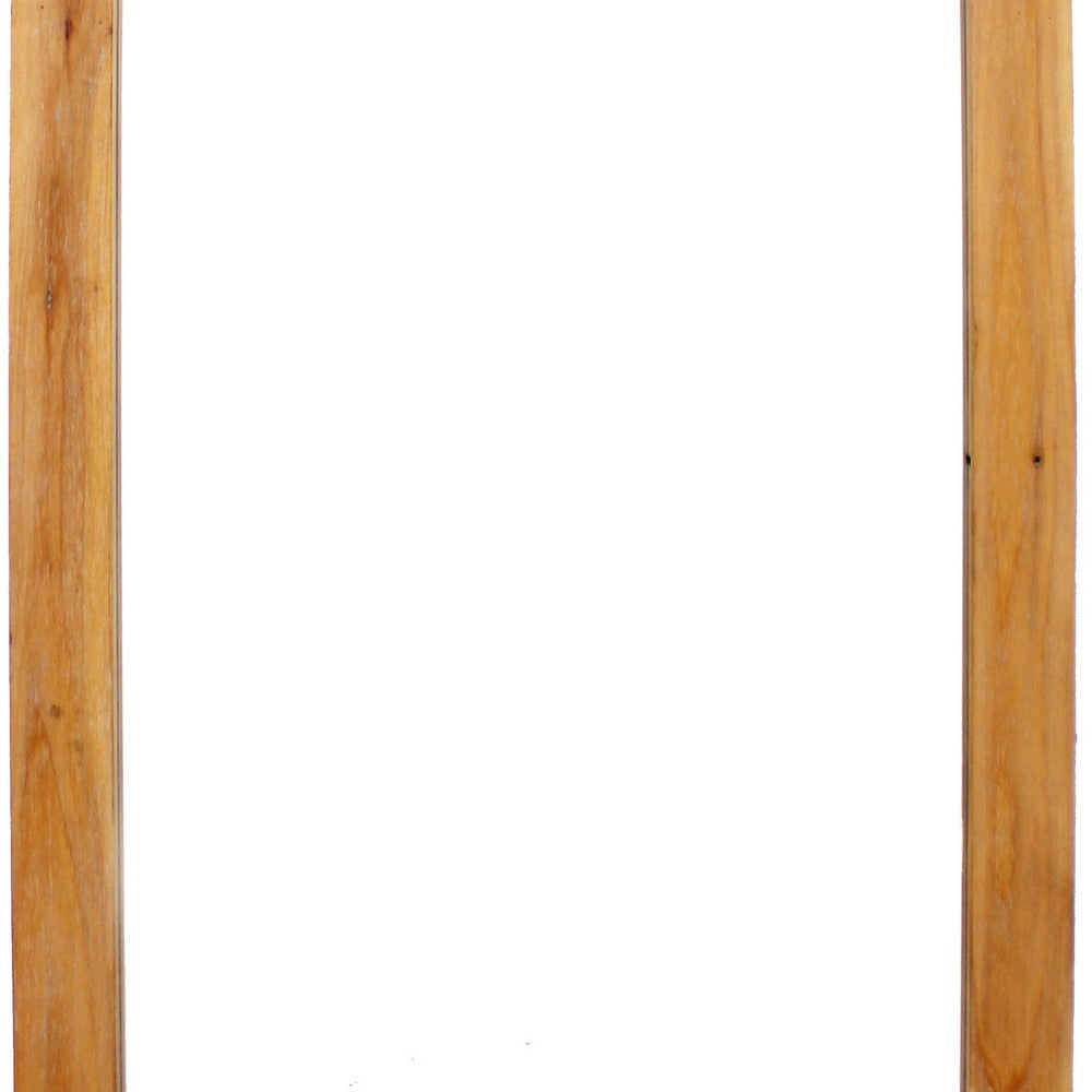 Farmhouse Style Rectangular Wooden Wall Mirror with Arched Top, Brown - BM218364