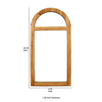 Farmhouse Style Rectangular Wooden Wall Mirror with Arched Top, Brown - BM218364
