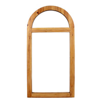 Farmhouse Style Rectangular Wooden Wall Mirror with Arched Top, Brown - BM218364