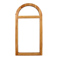 Farmhouse Style Rectangular Wooden Wall Mirror with Arched Top, Brown - BM218364