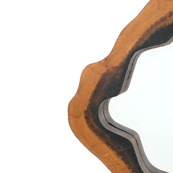 Wooden Wall Mirror with Grotto Diamond Shape, Brown - BM218365