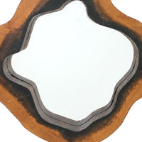 Wooden Wall Mirror with Grotto Diamond Shape, Brown - BM218365