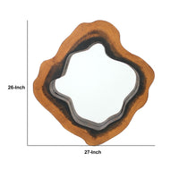 Wooden Wall Mirror with Grotto Diamond Shape, Brown - BM218365