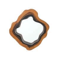 Wooden Wall Mirror with Grotto Diamond Shape, Brown - BM218365