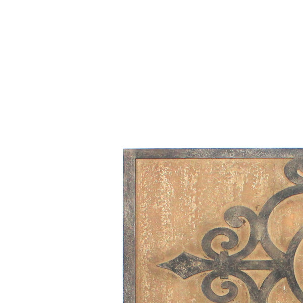 Wooden Wall Plaques with Metal Sculptural Design, Set of 2, Brown - BM218368