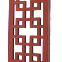 Lattice Design Wooden Frame Candle Holder with Mirror Insert, Red - BM218401