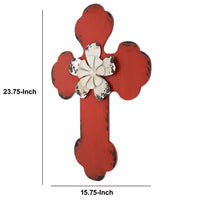 Rustic Wooden Cross Wall Decor, Red - BM218407