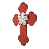 Rustic Wooden Cross Wall Decor, Red - BM218407