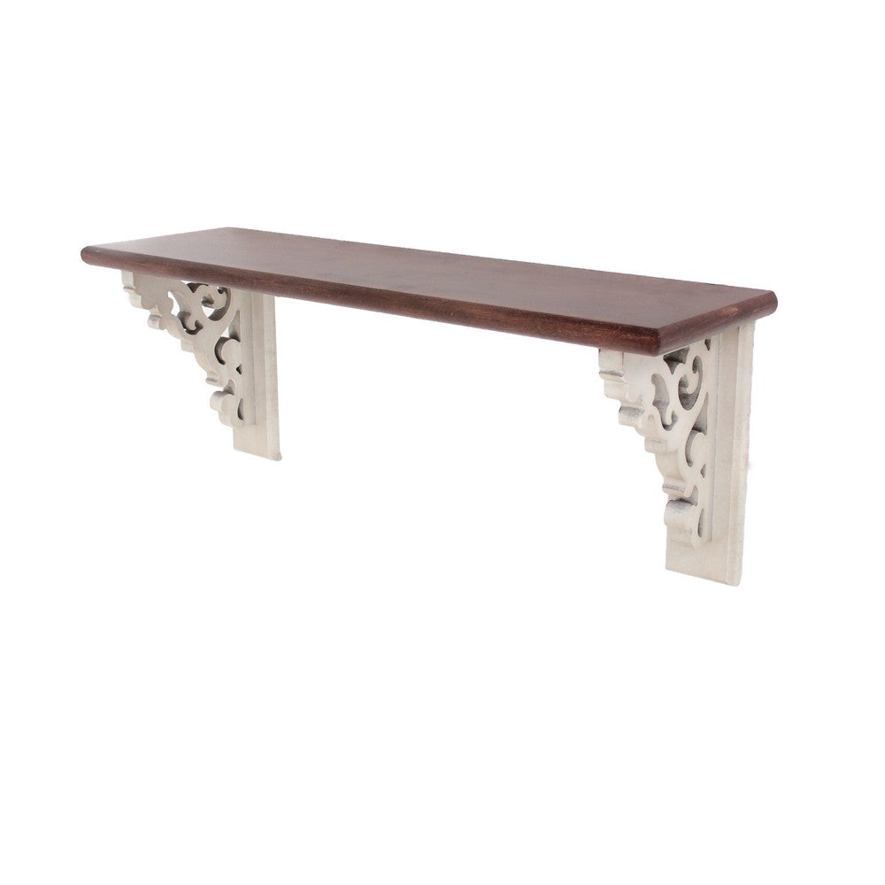 Traditional Wooden Wall Mounted Display Shelf, Brown - BM218408