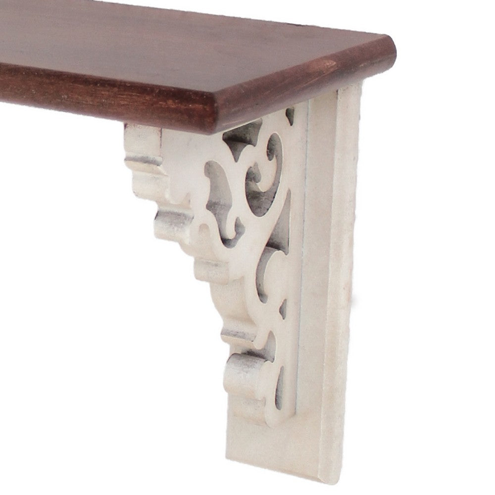 Traditional Wooden Wall Mounted Display Shelf, Brown - BM218408