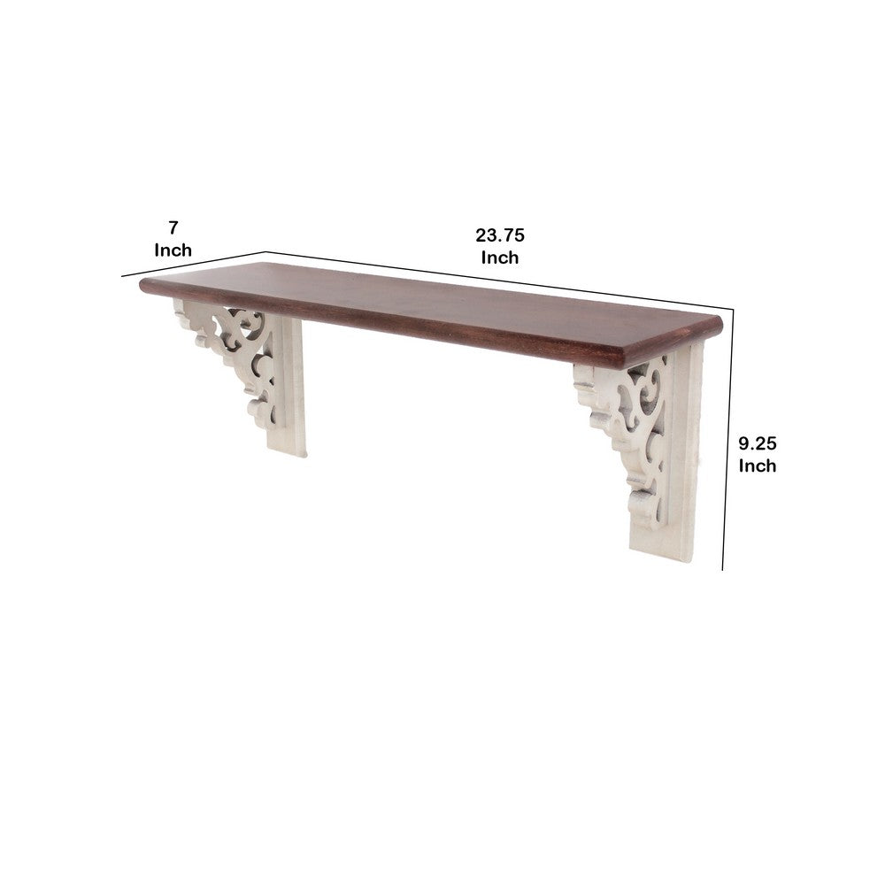 Traditional Wooden Wall Mounted Display Shelf, Brown - BM218408