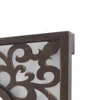 Wooden Frame Square Wall Mirror with Floral cut Out Design, Espresso - BM218411