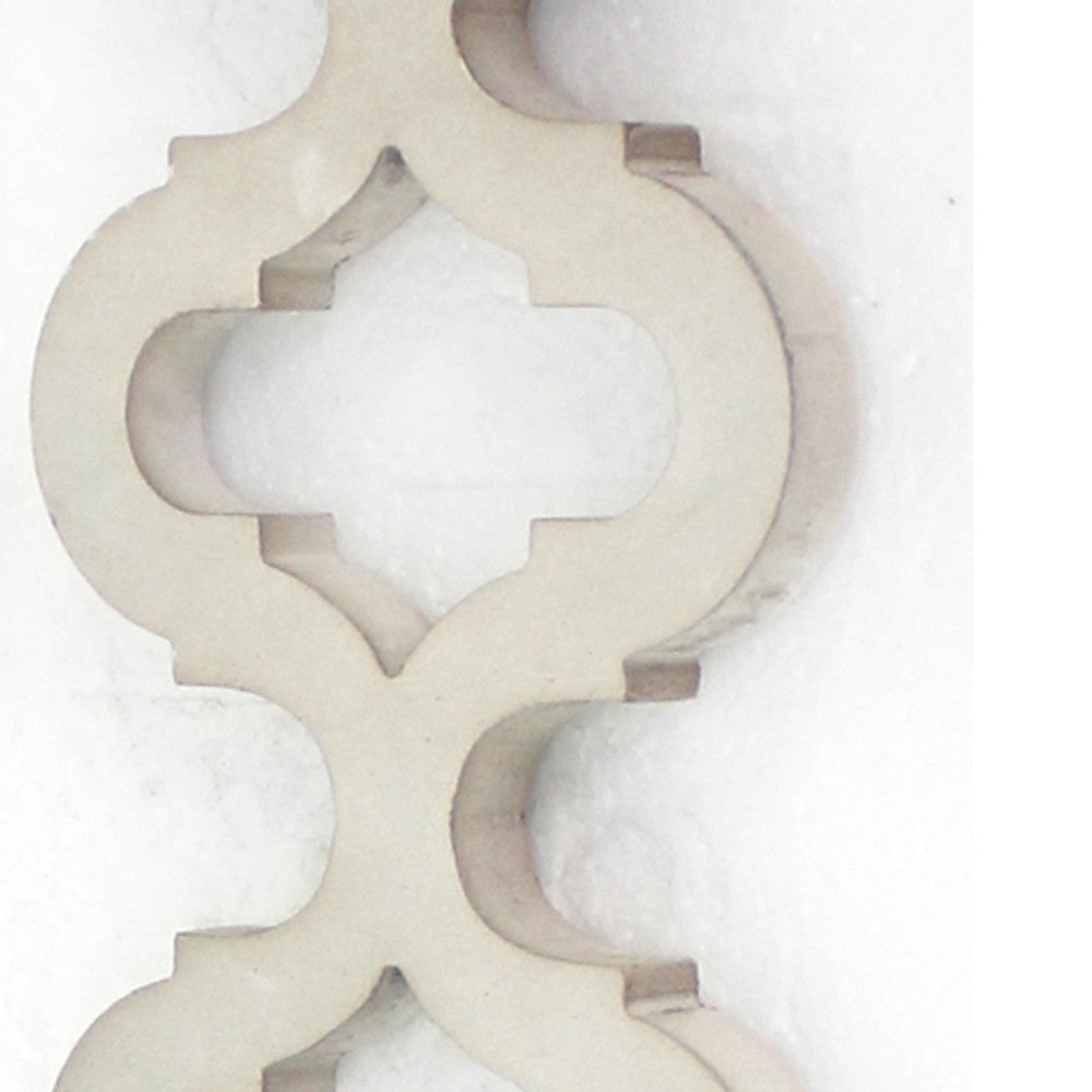 Geometric Lattice Wooden Frame Metal Candle Holder, Set of 2, White - BM218412