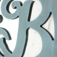 Wooden Oval Wall Monogram with B Letter, Blue - BM218413